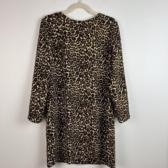 J. Crew Leopard Print Shift Dress Womens Size 8 Lagenlook Mobwife - Picture 2 of 16